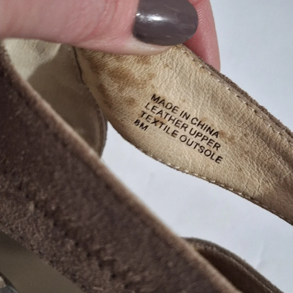 Michael Kors Berkley T Strap Zip Up Taupe Suede Leather Sandal Heels Size 8 M - Picture 10 of 13